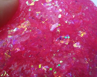 Pink Glitter Slime Opal Holographic Iridescent Unicorn Shimmery Metallic Sparkle galaxy Gem Gemstone sparkly party favor birthday gift