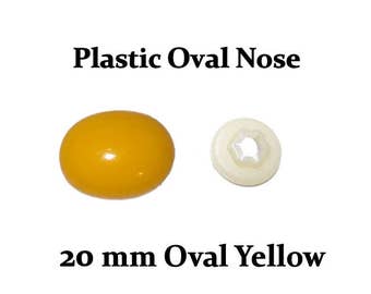 20 mm Yellow Plastic Oval Nose with Safety Washer for Teddy Bears & Stuffed Toys