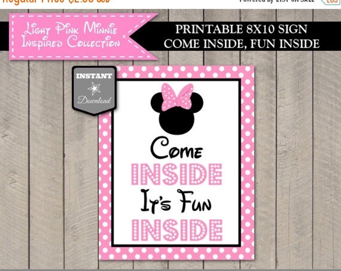 SALE INSTANT DOWNLOAD Light Pink Mouse 8x10 Printable Come Inside Welcome Party Sign/ Light Pink Mouse Collection / Item #1808