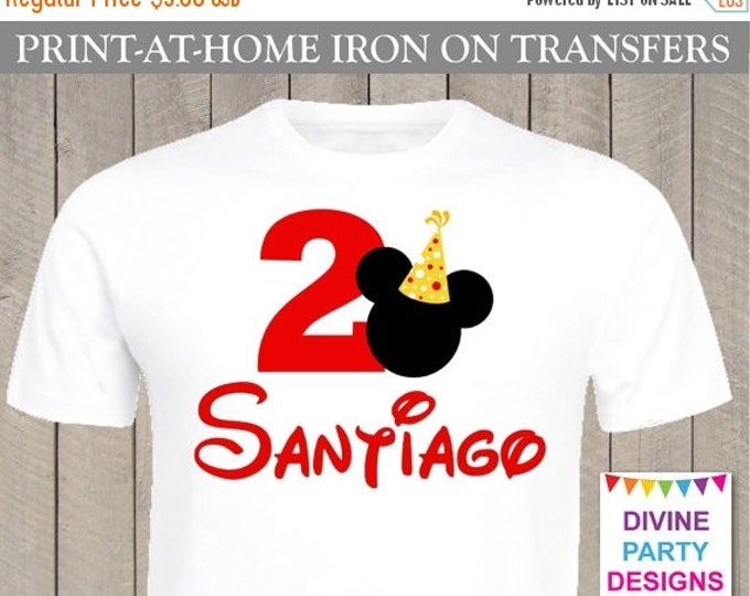 SALE Personalized Print at Home Mouse Party Hat Printable Iron on Transfer / Name & Age / Family / Trip / Birthday / Item #2409