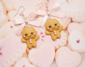 earrings kawaii gingerbread polymer clay