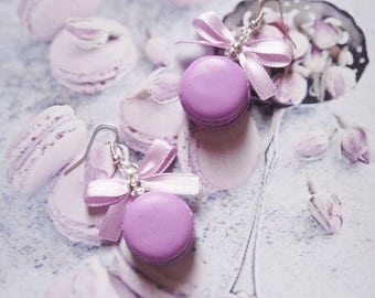 earrings lavander macarons polymer clay