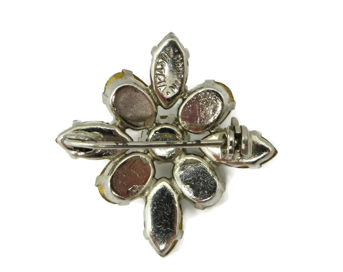 Weiss Starburst Brooch, Vintage Rhinestone Pin, Silvertone Rhinestone Brooch, Signed Weiss Jewelry