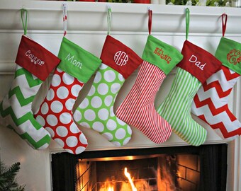 PERSONALIZED Stocking, polka dot stocking, Chevron Stocking, fun Stocking, christmas stocking, Stockings, personalized, monogram, christmas