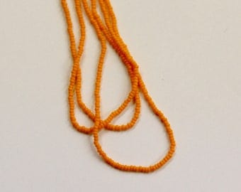 Czech Glass 15/0 Charlotte Seed Beads - Opaque Bright Tangerine Orange