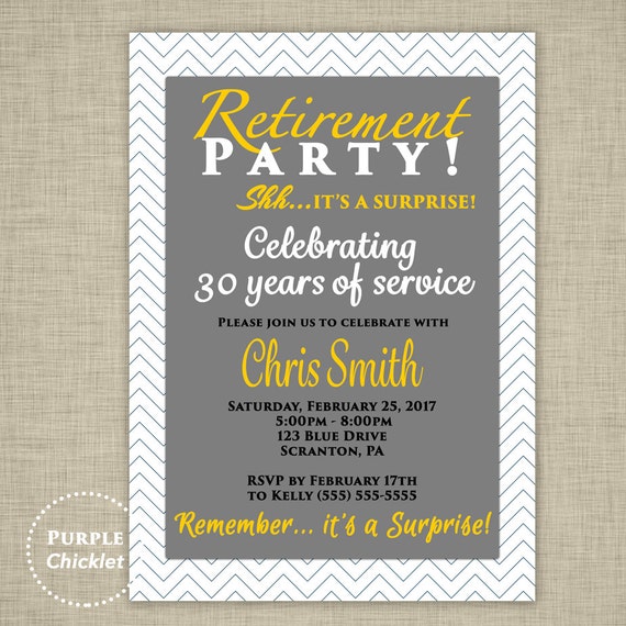 Surprise Retirement Party Invitation Farewell Goodbye Gray