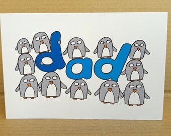 Father's Birthday card - Dad Birthday Card - Funny penguins