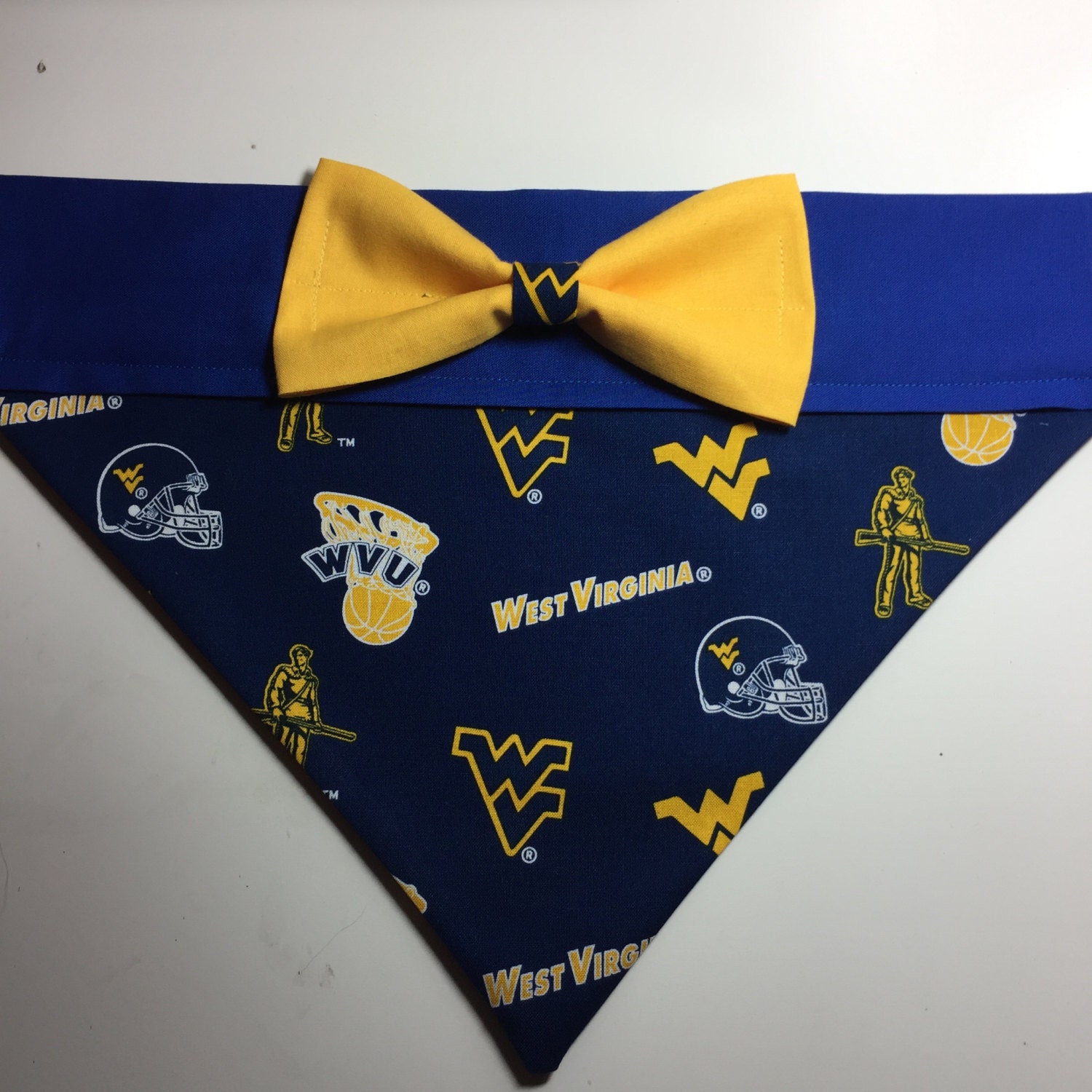 Dog Bandana made from University of West Virginia Fabric