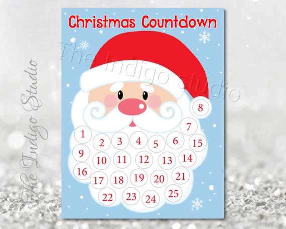Printable Santa Countdown to Christmas Christmas Advent
