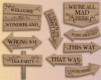 Alice in wonderland party printables alice in wonderland decorations Instant download alice in wonderland decor alice in wonderland party