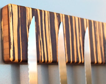 Magnetic Knife Holder, Refrigerator Mount, Tiger Grain