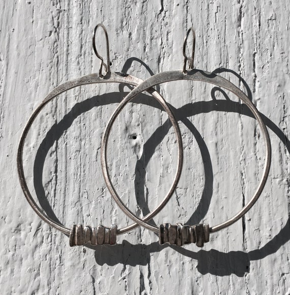 Large Everday Sterling Silver Hoop Dangles