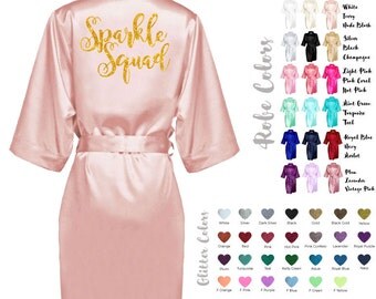 Bridesmaid Robe, Bridesmaids Robes, Bridesmaid gift, Maid of honor robe, Sparkle Squad robe, bridal party robes, mother of the bride robe