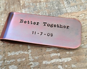 Better Together Money Clip, Couples Money Clip, Copper Money Clip, Personalized Money Clip, Anniversary Gift, 7th Anniversary, Gift For Men