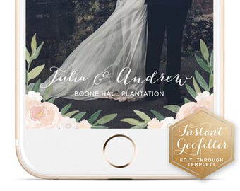 Ivory Floral Watercolor Wedding Snapchat Geofilter | Custom Geofilter | Birthday Geofilter | Bridal Shower Geofilter | Instant Geofilter