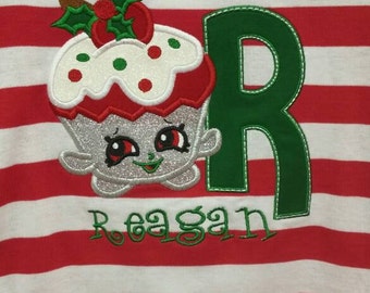 Shopkin Christmas Shirt Cupcake Queen Design with Name