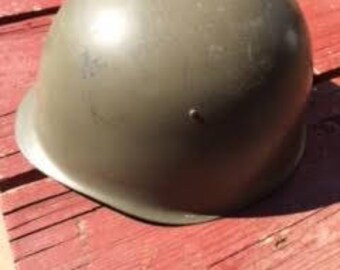 Army Helmet : Antique Military Army Helmet with Leather Inner Liner