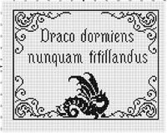 Never Tickle a Sleeping Dragon Hogwarts Latin Motto - Harry Potter Cross Stitch Pattern - Instant Download