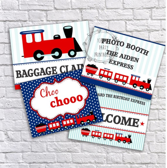 Train Party Signs Party Signs Welcome Sign All Aboard