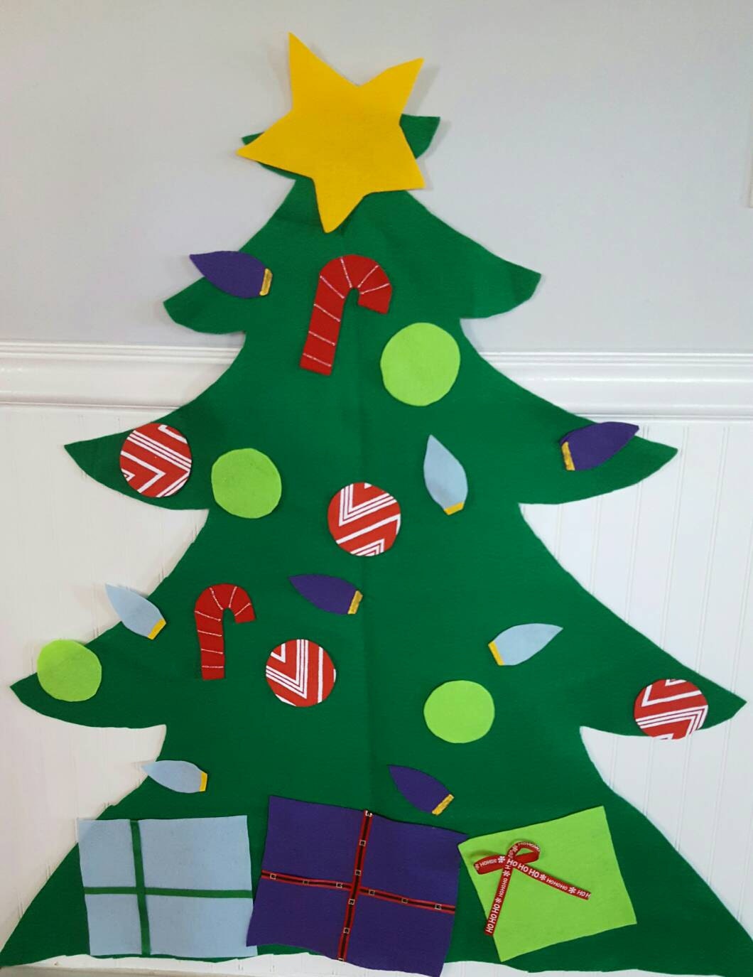 Felt Christmas tree your child can decorate over and over