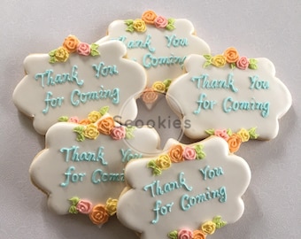 Thank you cookies , Party Favors ,Baptism favors ,Wedding favors ,First communion favors ,Decorated sugar cookies, Bridal favors