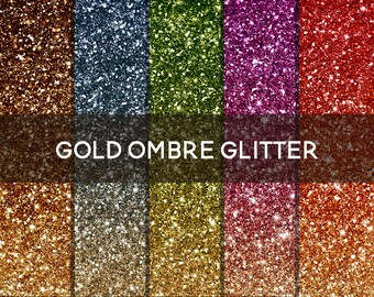 Ombre Glitter Digital Paper Gold "Colorful" Glitter Background Digital Glitter Ombre Glitter Texture Ombre Digital Paper Clipart Sparkle