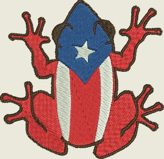 Puerto Rico Boricua Taino Flag Island Coqui Filled Embroidery