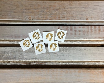 Mini Monogram decals // six half inch decals // small monogram decals // car key decal // gifts for her // mothers day gift // bridesmaids
