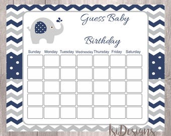 Printable Guess Baby's Arrival Due Date Calendar