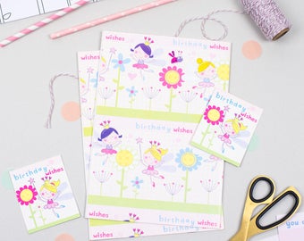 5 sheets of Luxury Children's Gift Wrap and 5 maching Tags