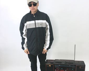 NIKE windbreaker size large 90s vintage jacket 1990s 1980s black grey jacket