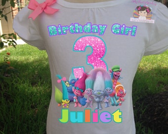 Birthday Shirt,Trolls birthday shirt,Poppy Troll Birthday Shirt,Trolls birthday theme