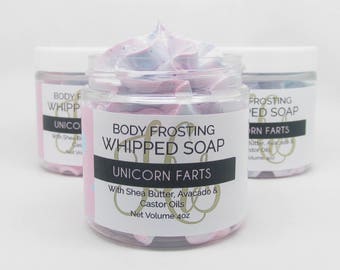 Fluffy Whipped Soap Body Frosting - Unicorn Farts - 4oz. Bath Soap, Body Wash, Shaving Cream, Cream Soap, Soap, Body Soap, Gift For Her, Spa