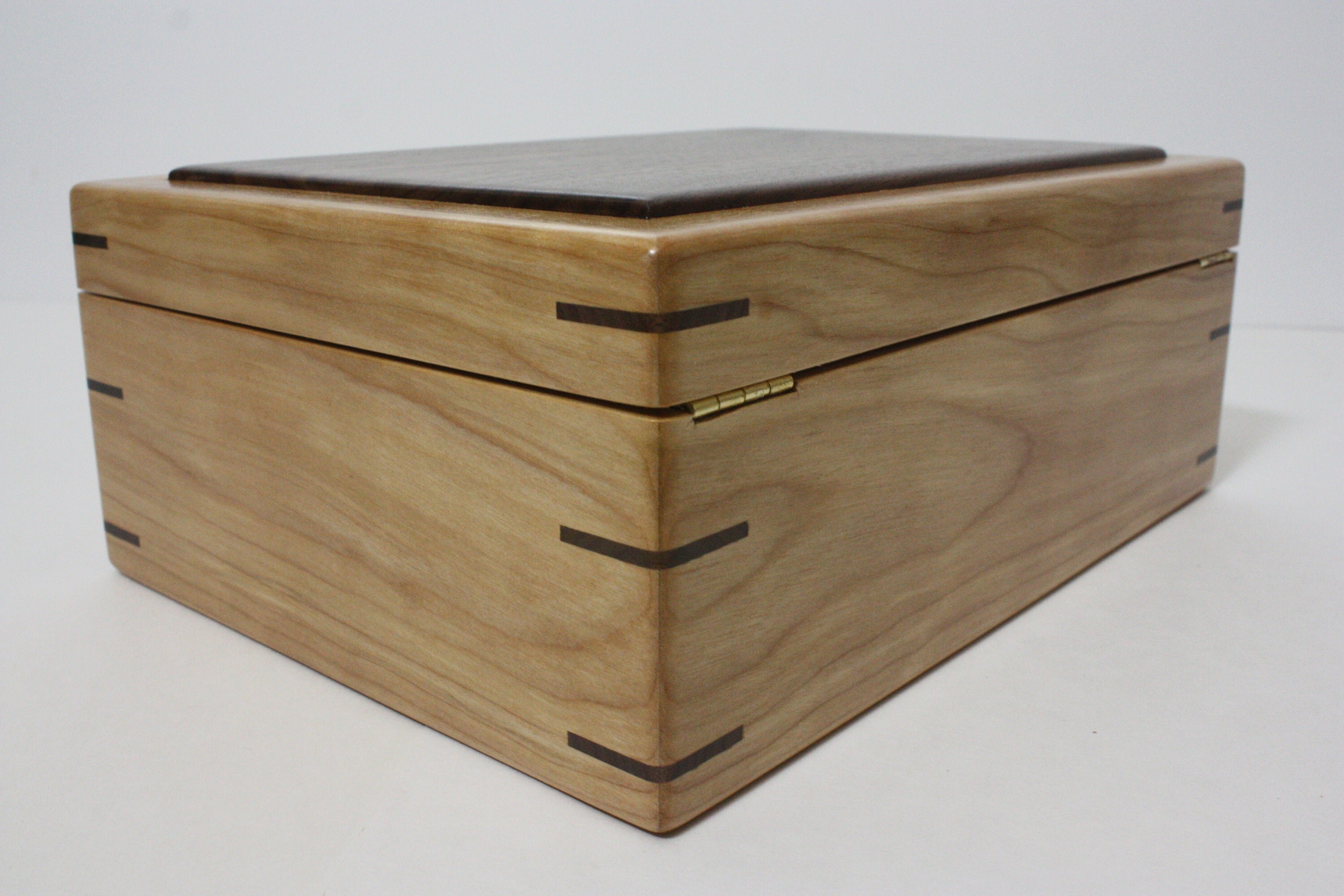 Large Wood Box with Hinged Lid For Sale