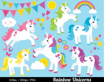 Unicorn Clipart, Unicorn Clip Art, Pony horse rainbow pink blue purple girls baby girl party - Commercial & Personal - BUY 2 GET 1 FREE!
