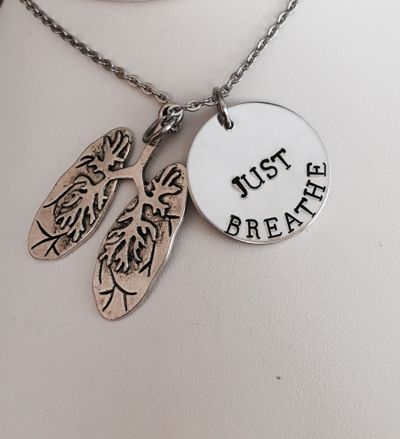 Respiratory therapist necklace lungs handstamped just