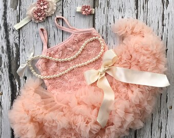 First birthday outfit girl. Tutu dress. Girl birthday outfit. Petti skirt. Cake smash outfit. Blush tutu dress