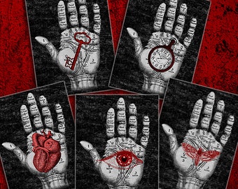 Beautiful Gothic Hand Drawn Illustration, Fortune telling, Palmistry, Hand - premium quality print, art print.
