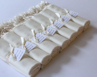 7 IVORY PASHMINA SHAWLS - Shawl with Favor Tags - Pashmina Ivory - Shawl Ivory - Keepsake - Favors - Wedding Wraps - Bridesmaid Shawls Ivory