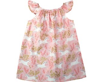 Pink Unicorn Dress - Girls Dress - Baby Dress - Toddler Dress - Birthday Dress - Party Dress - Unicorn Party - Summer Dress Size 3M- Girls 8