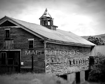 Old Barn in New Hampshire, black and white photography, New England Fine Art, Summertime
