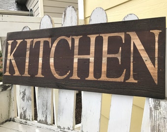 Distressed Kitchen Sign - Red Kitchen Sign - Brown Kitchen Sign - Kitchen Wall Hanging - Rustic Kitchen Decor - Foodie Gift - Wooden Sign