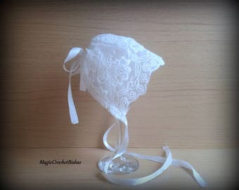 Baptism Girls hat ,white lace hat, Christening bonnet,lace bonnet,Baptism bonnet,white lace bonnet,lace photo hat,white bonnet,girl lace hat