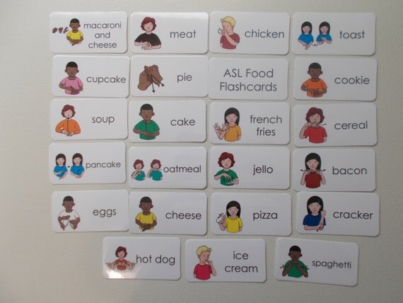 23 ASL Foods Laminated Flashcards. Preschool by teachatdaycare