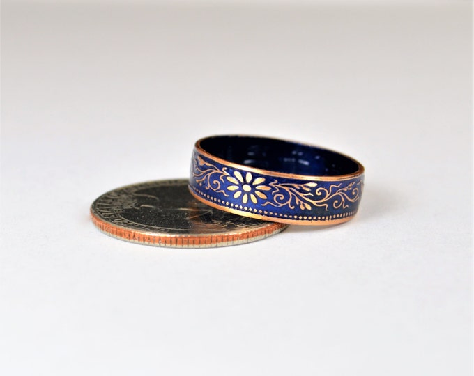 Coin Ring, Japanese Coin Ring, Coin Ring, Bronze Ring, Blue Ring, Japanese Jewelry, Coin Rings, Japanese Art, Coin Art, Japanese Ring