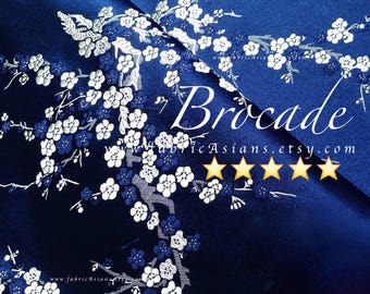 Blue Brocade Cherry Blossom fabric - achat Tissu Japonais