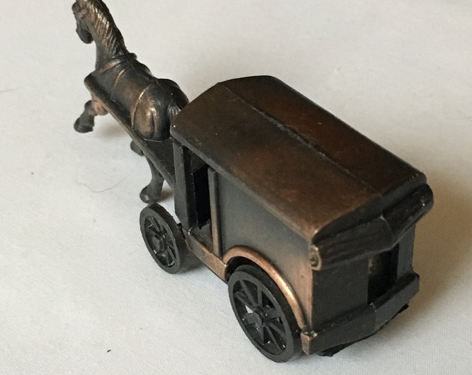 Storewide 25% Off SALE Vintage Die Cast Miniature Horse & Buggy Lead Pencil Sharpener Featuring Unique Design Accents