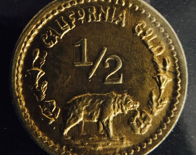 Storewide 25% Off SALE Antique 1915 California 1/2 Gold Eureka Token Coin Featuring State Bear With Raised Star Accents