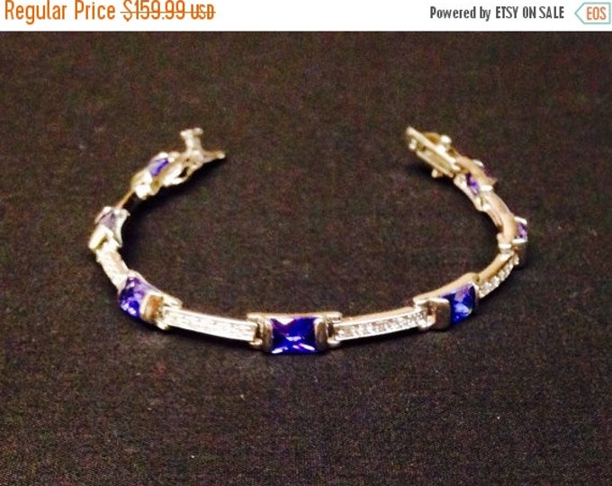 Storewide 25% Off SALE Vintage Sterling Silver Tennis Bracelet With Beautiful Faceted Amethyst Gemstones and Clear Accent Stones Featuring C