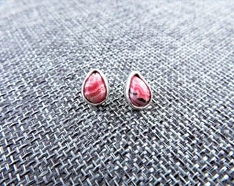 Rhodochrosite Sterling Stud Earrings